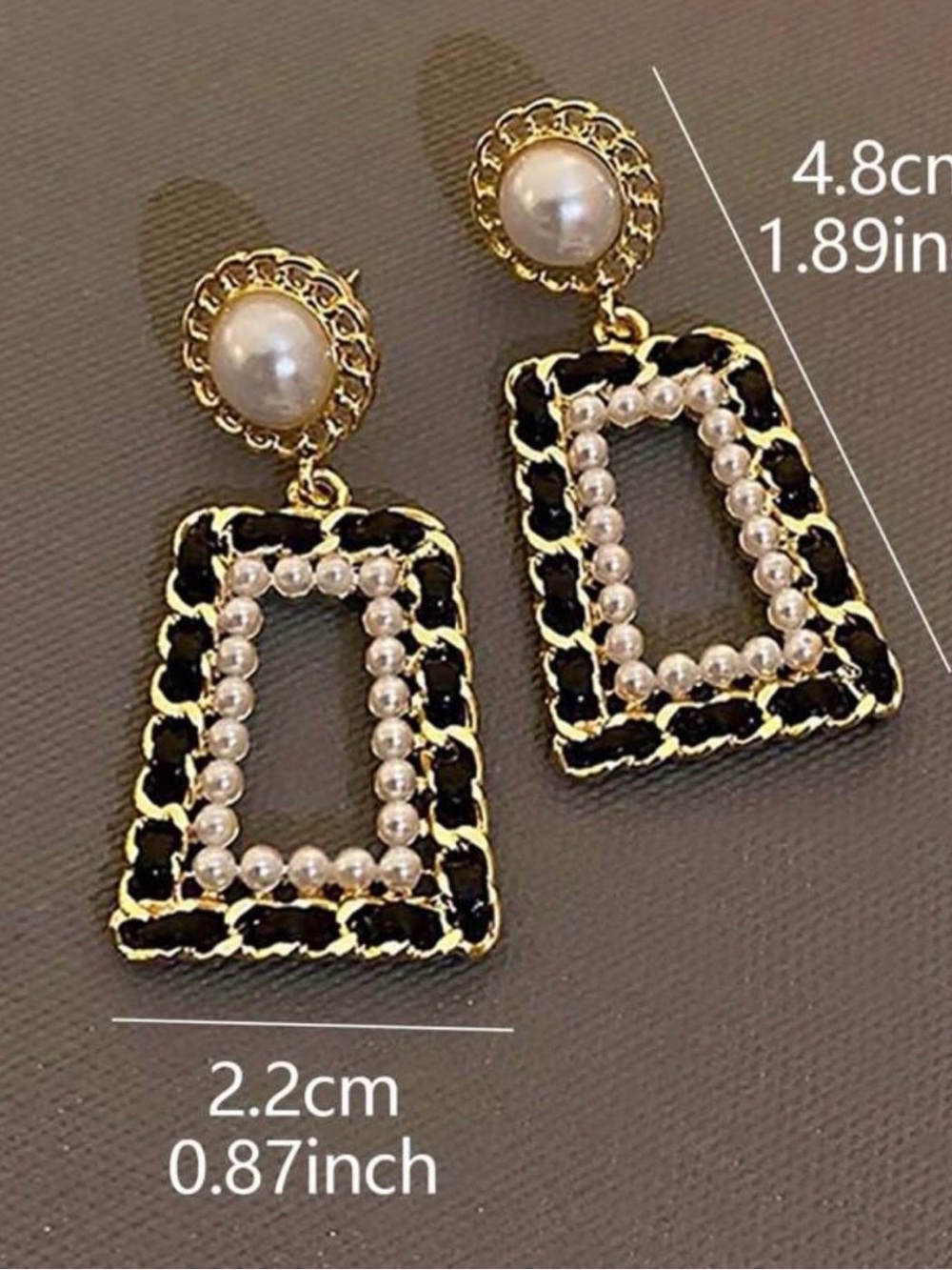 Gold & Black Pearl-Trim Geometric Drop Earrings - Women Jewelry